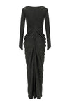 OUDE WAAG 25 Autumn and Winter Knot Stretch Velvet Dress OW-OW-25AW-DS15T1GR590-ML Dark Green